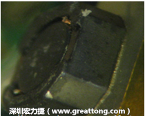 使用銀(Ag)鍍層的電源電感器(Power Inductors)，經(jīng)過推力測試后，零件端點上已經(jīng)看不到任何鍍層的痕跡了，所以其耐推力就比較小。