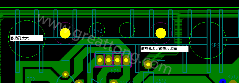 PCB設(shè)計中，散熱孔散熱片設(shè)計不當(dāng)，造成很多電源板斷裂