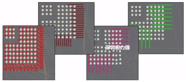 扇出及逃逸時布線是根據(jù)適用的設(shè)計(jì)規(guī)則來進(jìn)行的。