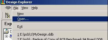 打開Protel 99 SE，點擊File菜單選擇“Open”打開需轉(zhuǎn)換的文件